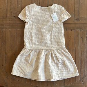 Marie Chantal champagne jacquard dot drop waist dress